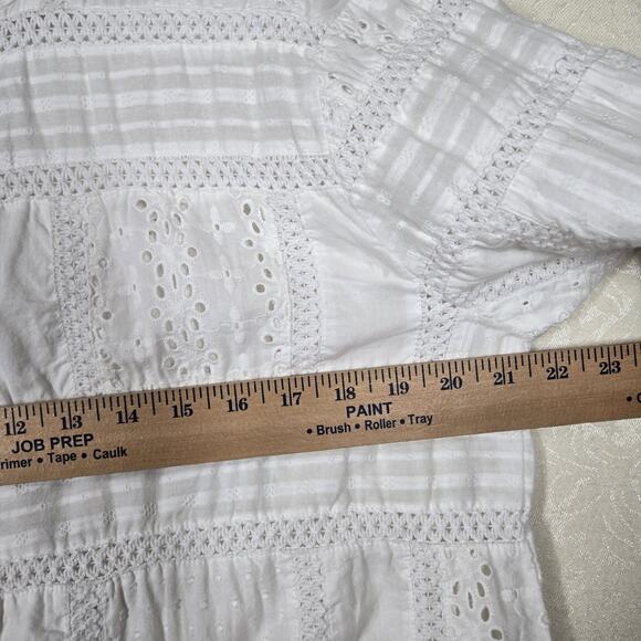 Dylan Patchwork Top sz XL White Cotton Button Front Embroidered Boho Fairycore - Picture 11 of 16